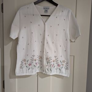 Girls' White Floral Top